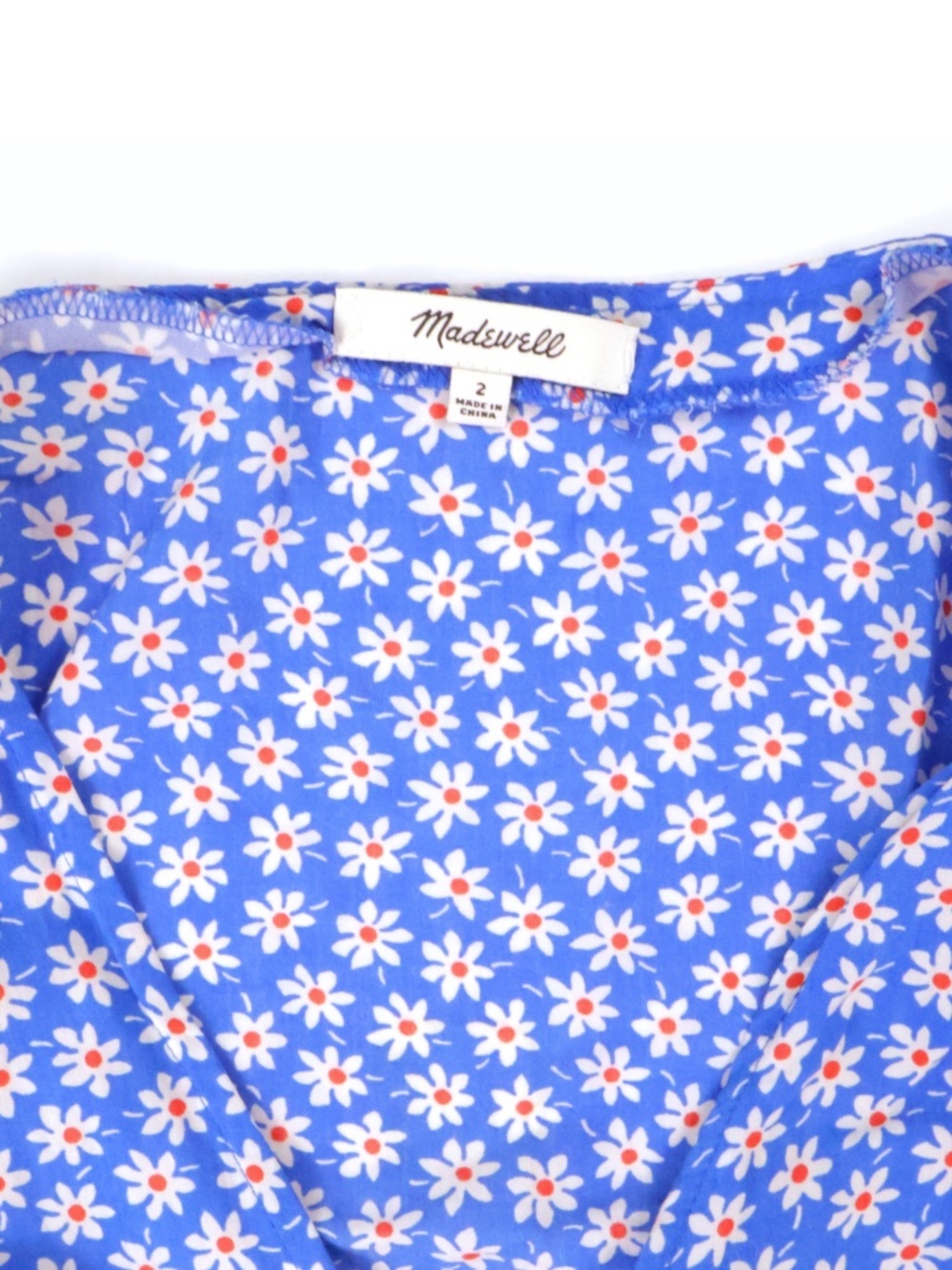 Madewell Blue Daisy Floral Tank Top Size 2 Tie Shoulder Peplum Blouse - Picture 6 of 8